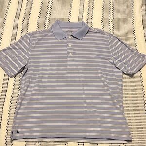 UNTUCKit Blue and White Striped Polo Shirt